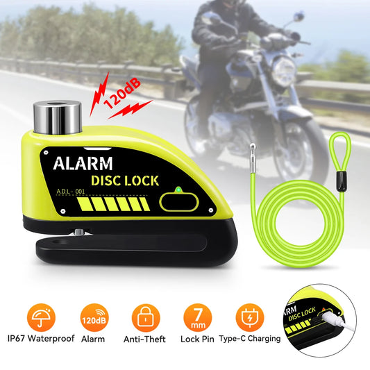 110dB Anti-Theft Disc Lock with Alarm for Motorcycles