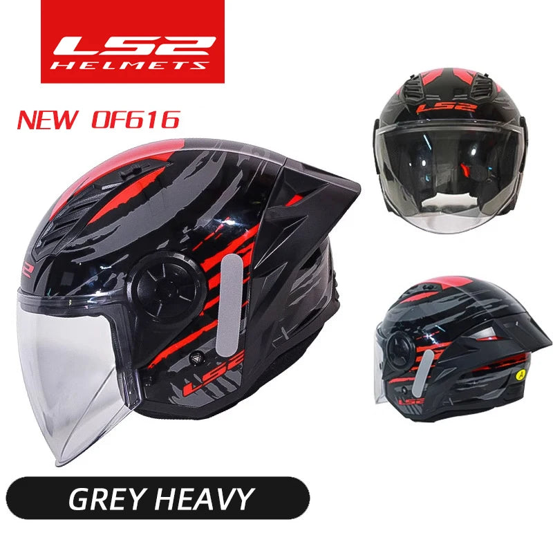 LS2 OF616 Airflow Ⅱ 3/4 Open Face Jet Big Tail Wing Scooter Motorcycle Helmet Motobike Half Helmets Original ECE