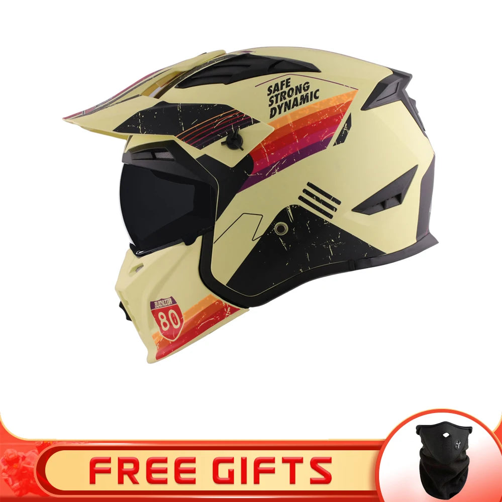 BLD-163 Blacklion Integral Motorcycle Helmet + Free Accessory