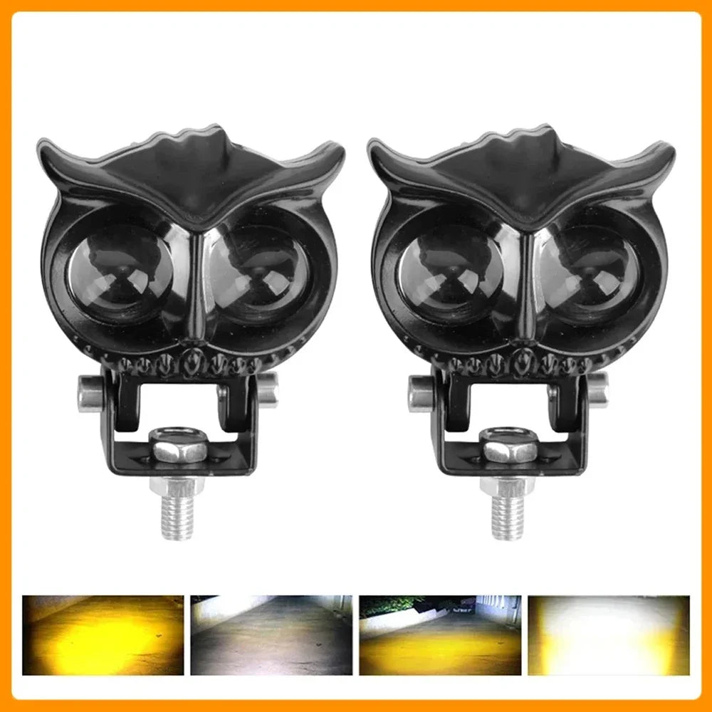 Motorcycle Auxiliary Lights - Owl Design, 4 Modes