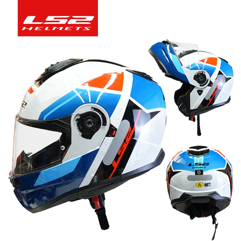 LS2 FF908 Flip-Up Motorcycle Helmet, Dual Lens, Sun Visor, CE Certified