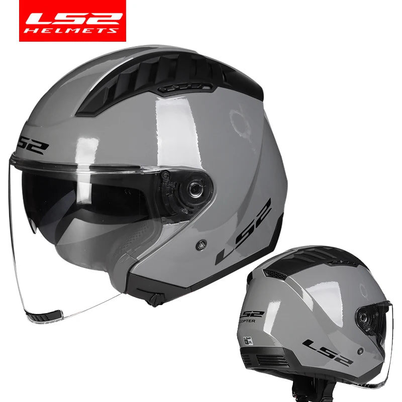 LS2 COPTER Dual Lens Motorcycle Helmet, Retro Open Face, ECE Certified