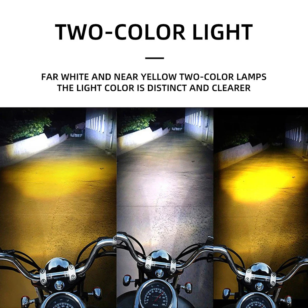 LED Motorcycle Lights: 3 Lenses, High/Low Beam, and Fog-Resistant