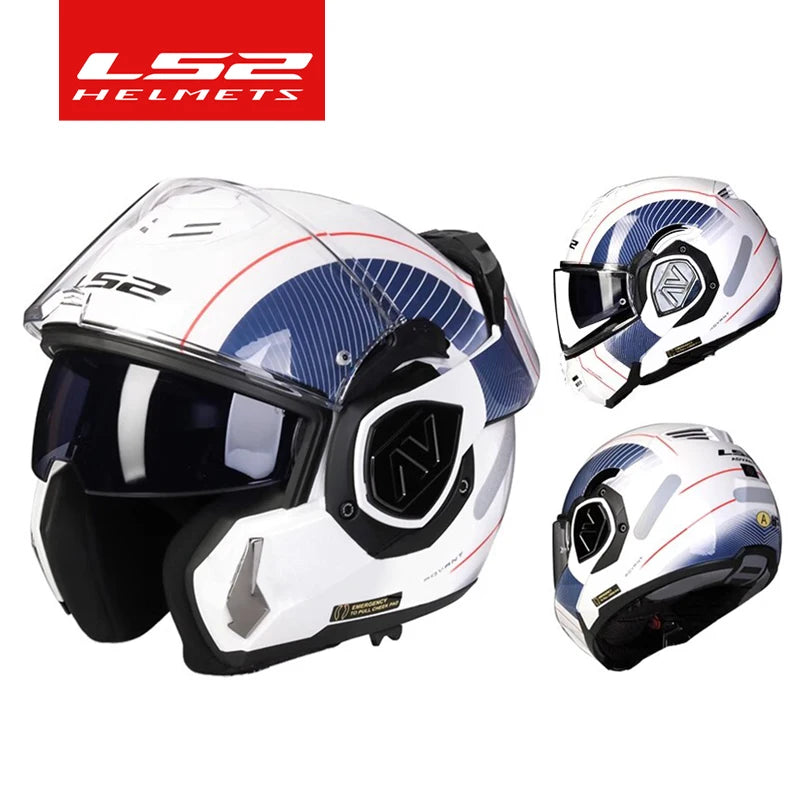 LS2 FF906 Advant Flip-Up Full Face Motorcycle Helmet, ECE Double Visor